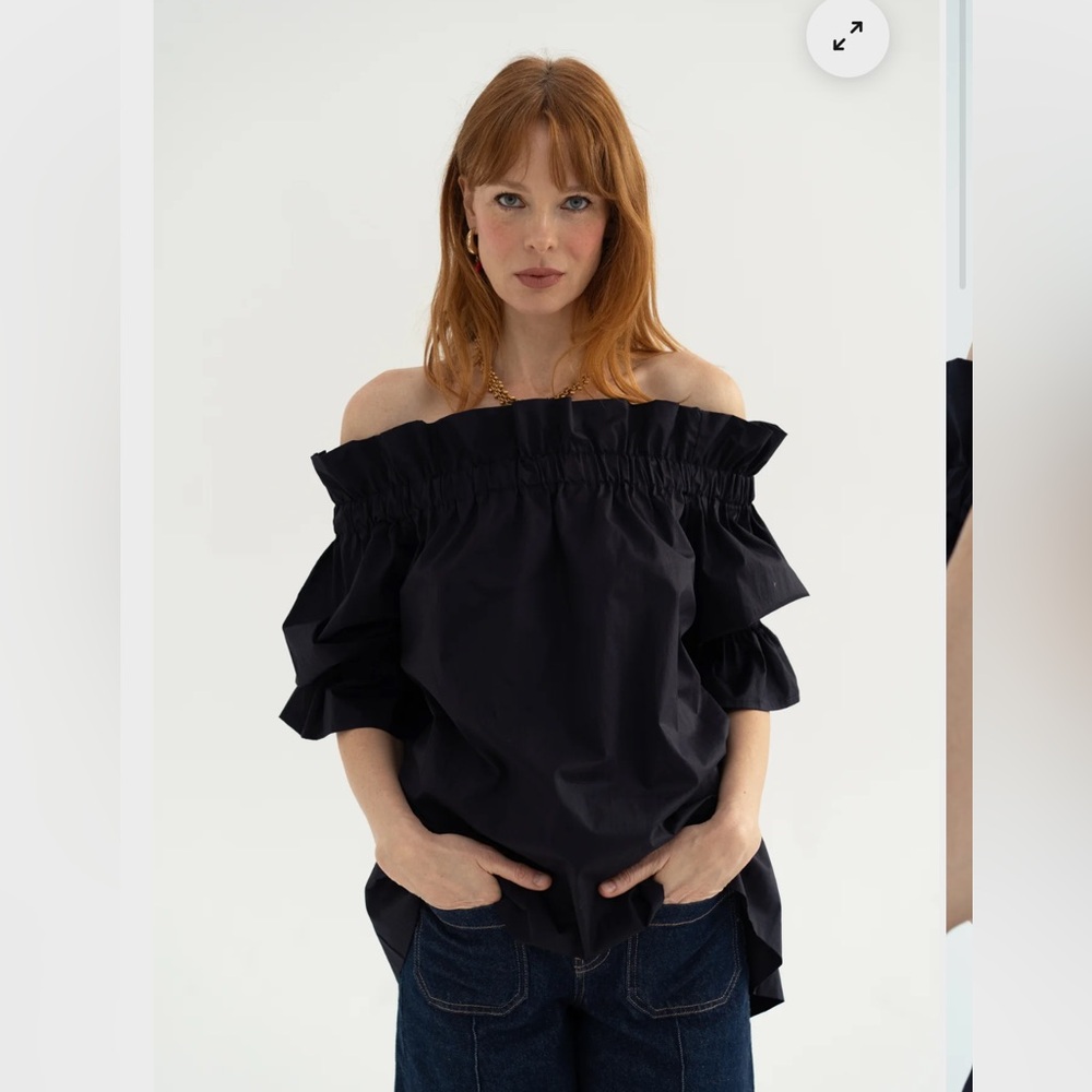 Monica Nera WHITE Esmeralda Off-Shoulder Cotton Top XS to Medium